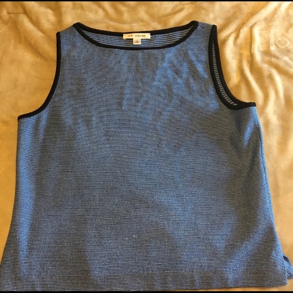 St. John knit blue shell with dark blue trim - Picture 2 of 8